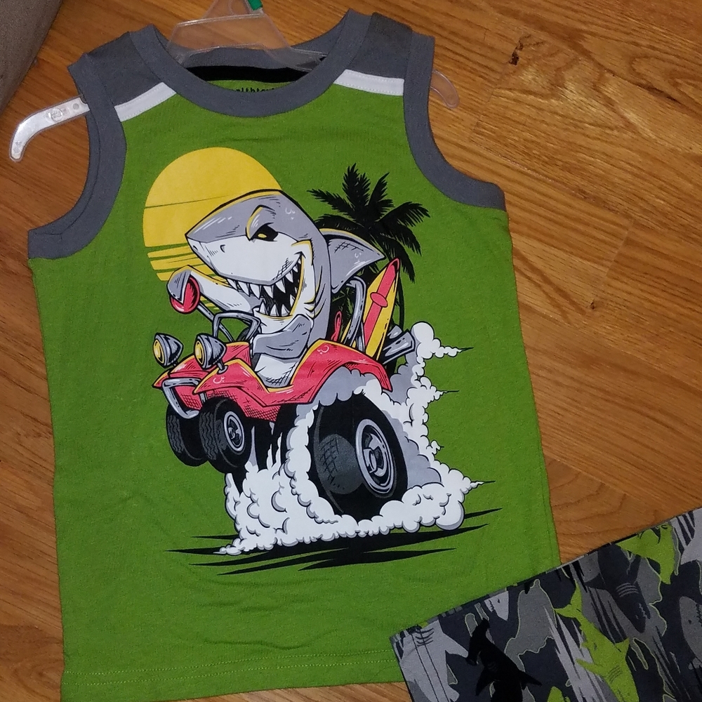 Healthtex Shark Green/Grey Short Set 5T